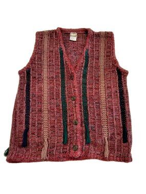 Vintage 62 East Women’s Knit Sweater Vest Medium Boho Southwestern Tassel Cotton